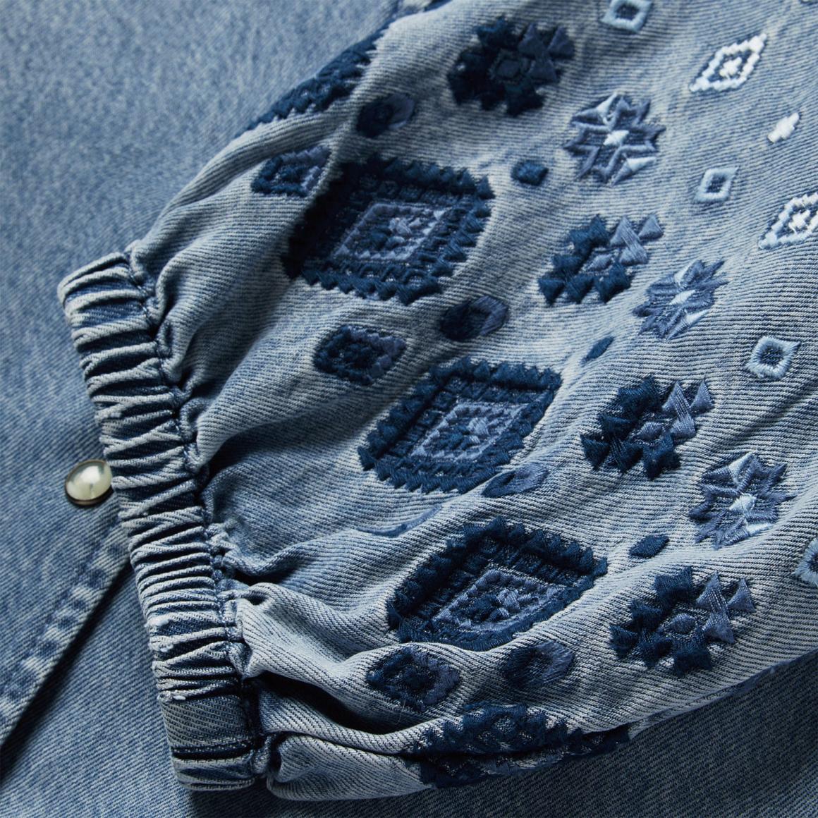 Denim Snap Front Blouse Blue | Women Stetson Blouses