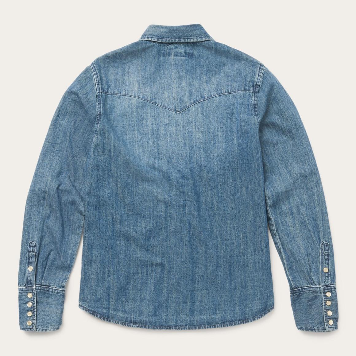 Denim Snap Front Western Shirt Blue | Women Stetson Denim Shirts