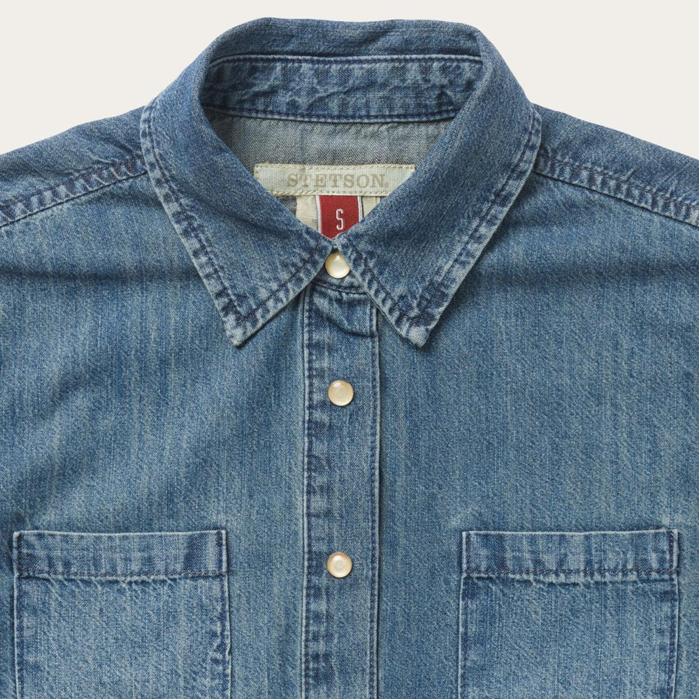 Denim Snap Front Western Shirt Blue | Women Stetson Denim Shirts