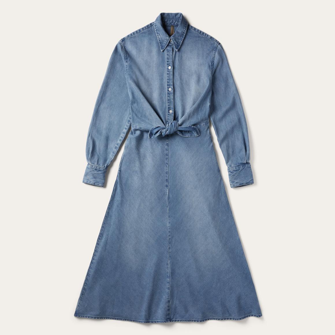 Denim Tie-Front Dress Blue | Women Stetson Midi
