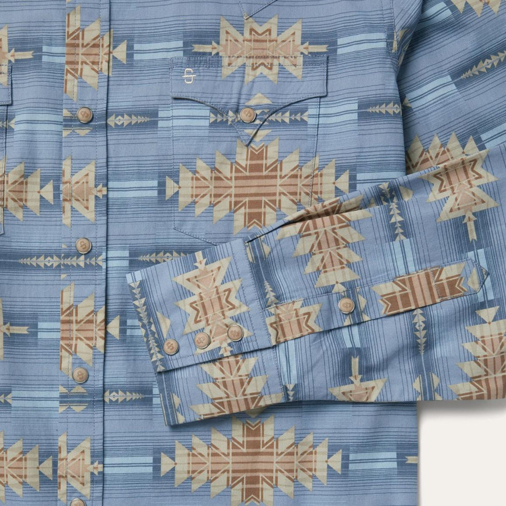 Desert Horizon Shirt Blue | Men Stetson Western Shirts