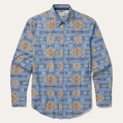Desert Horizon Shirt Blue | Men Stetson Western Shirts