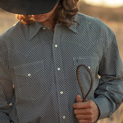 Diamond Geo Western Shirt Blue | Men Stetson Classic Cut