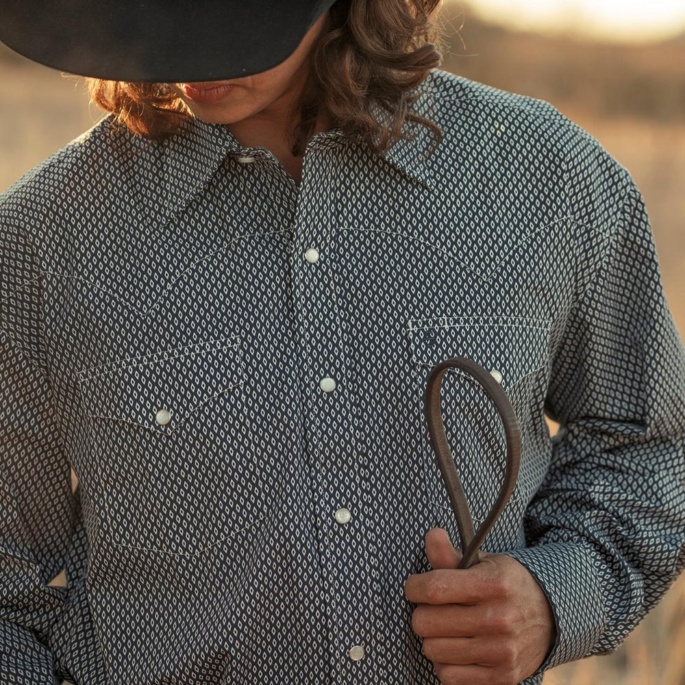 Diamond Geo Western Shirt Blue | Men Stetson Western Shirts