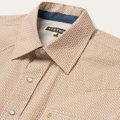 Diamond Print Western Shirt Orange | Men Stetson Western Shirts