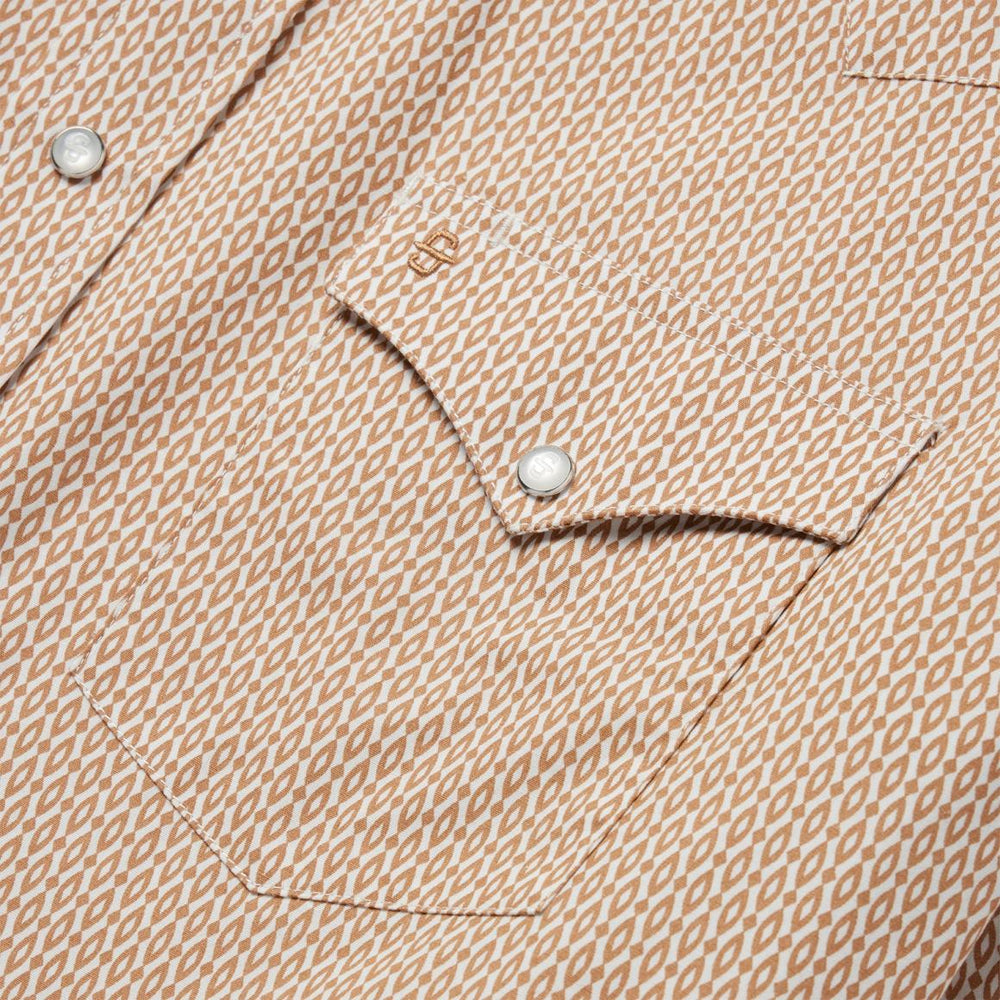 Diamond Print Western Shirt Orange | Men Stetson Western Shirts