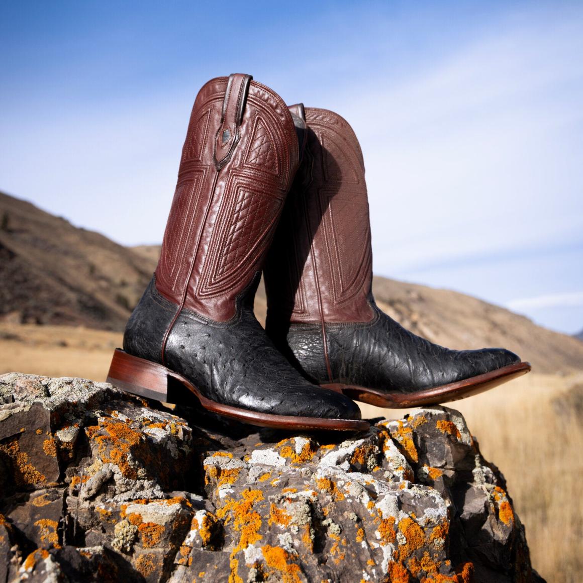 Dillon Ostrich Boots Black | Men Stetson Exotics