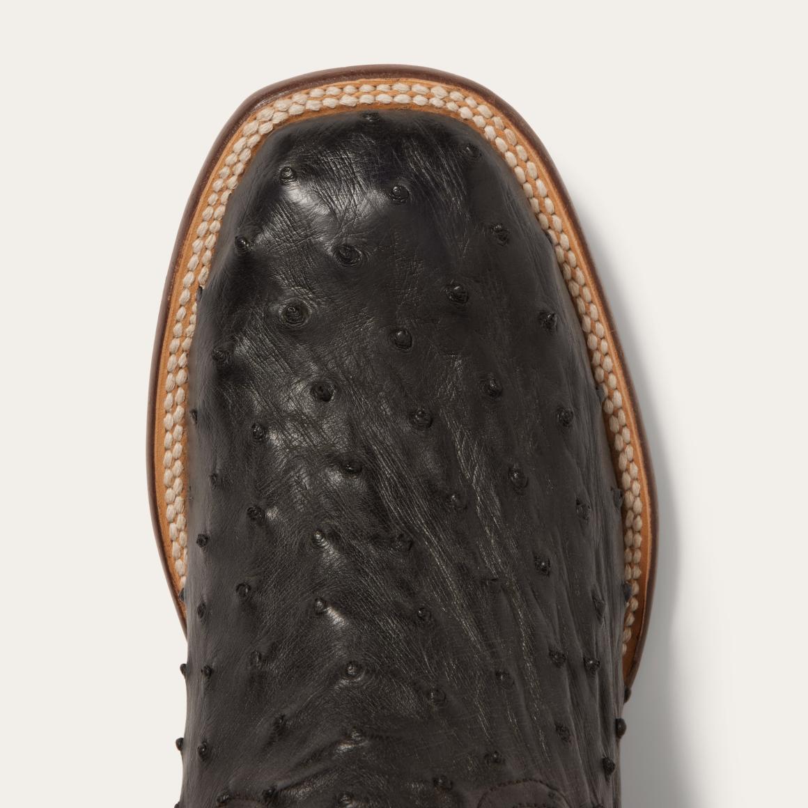 Dillon Ostrich Boots Black | Men Stetson Exotics