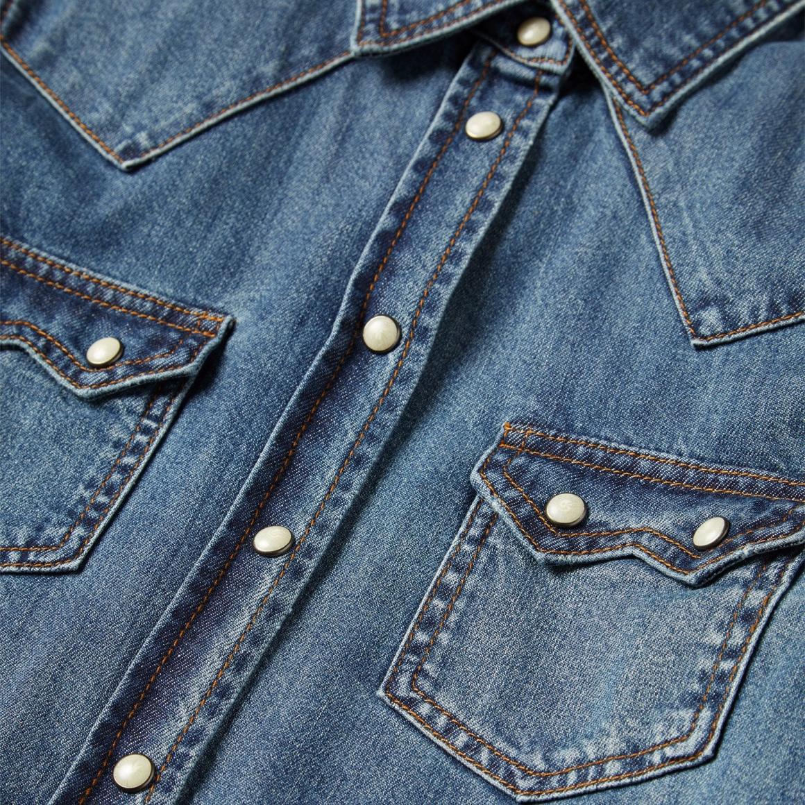 Distressed Denim Shirt Blue | Women Stetson Denim Shirts