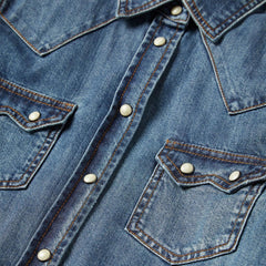 Distressed Denim Shirt Blue | Women Stetson Denim Shirts