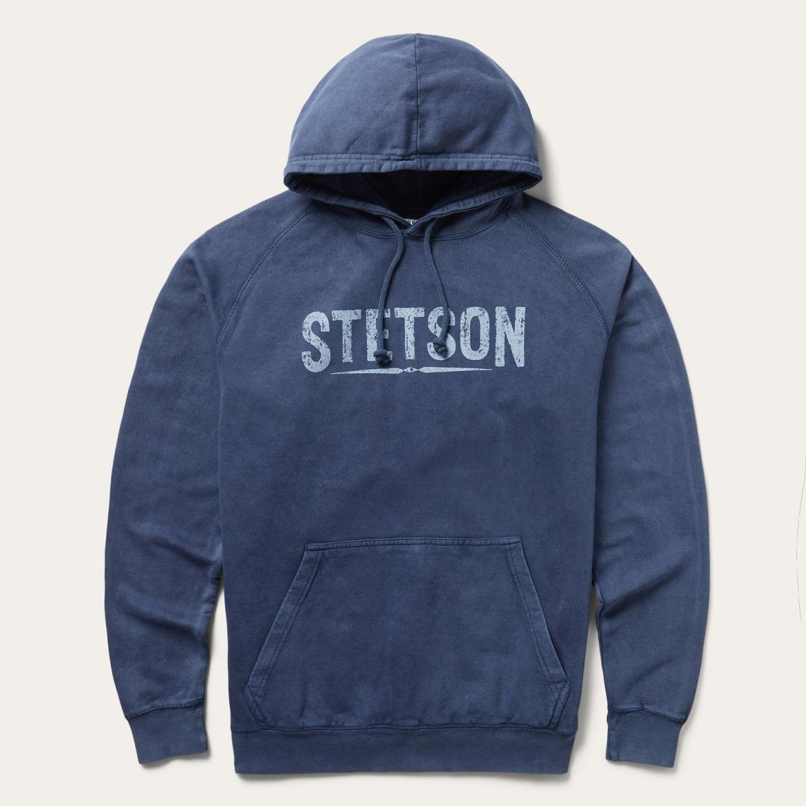 Distressed Logo Hooded Sweatshirt Blue | Men Stetson Sweaters &amp; Hoodies