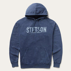 Distressed Logo Hooded Sweatshirt Blue | Men Stetson Sweaters &amp; Hoodies