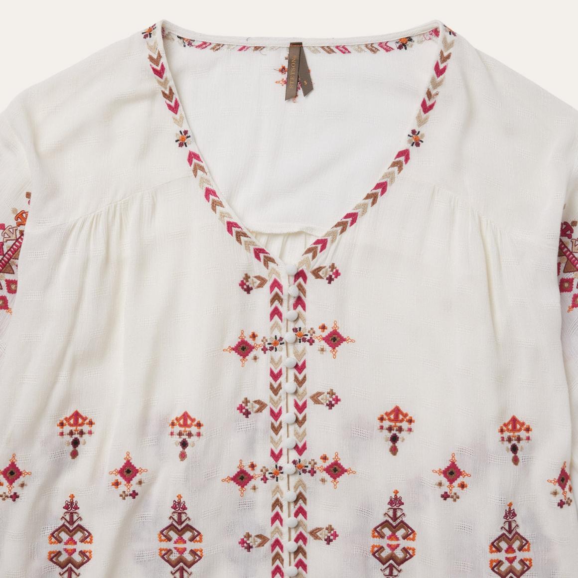 Dobby Peasant Blouse White | Women Stetson Blouses