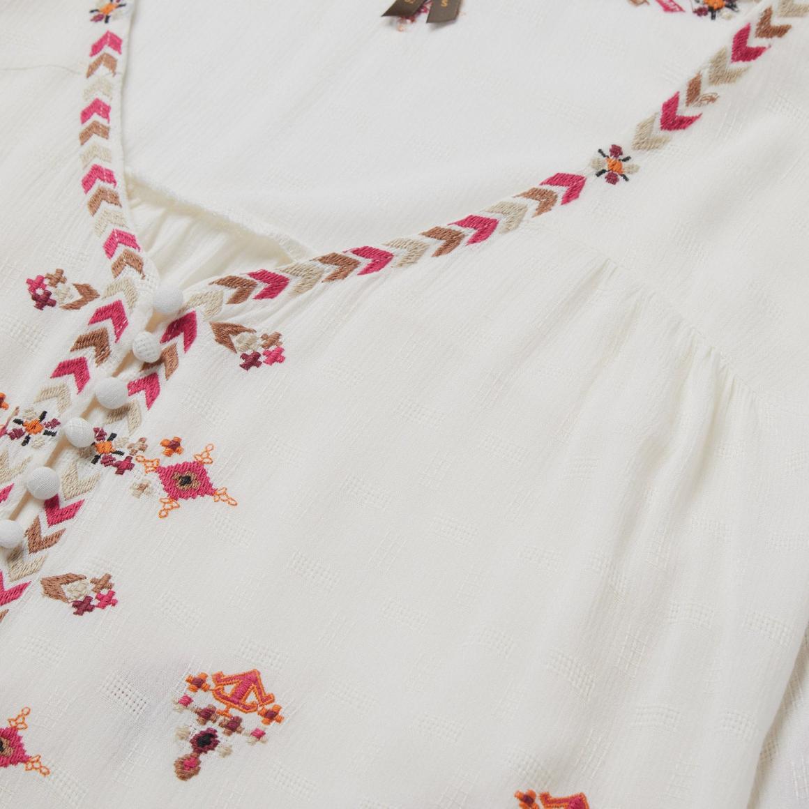 Dobby Peasant Blouse White | Women Stetson Blouses