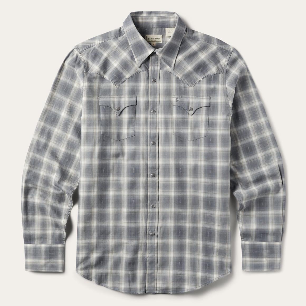 Dobby Twill Plaid Shirt Brown | Men Stetson Western Shirts