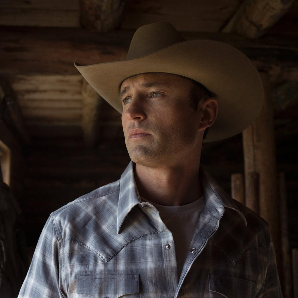 Dobby Twill Plaid Shirt Brown | Men Stetson Western Shirts