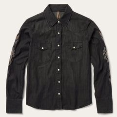 Embroidered Black Denim Shirt Black | Women Stetson Western Shirts