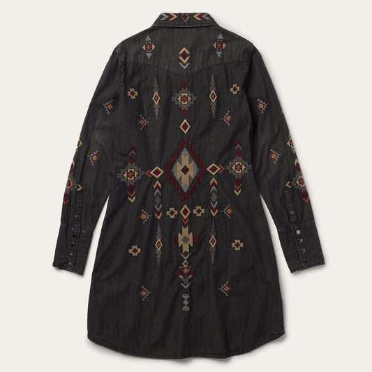 Embroidered Black Denim Shirt Dress Black | Women Stetson Mini