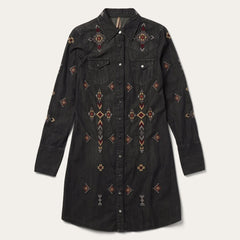 Embroidered Black Denim Shirt Dress Black | Women Stetson Shirt Dresses