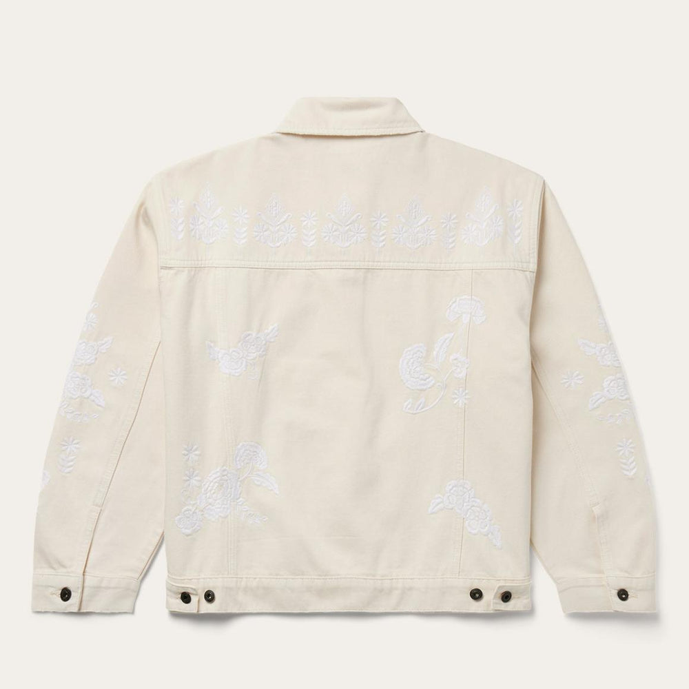 Embroidered Cream Denim Jacket White | Women Stetson Jackets