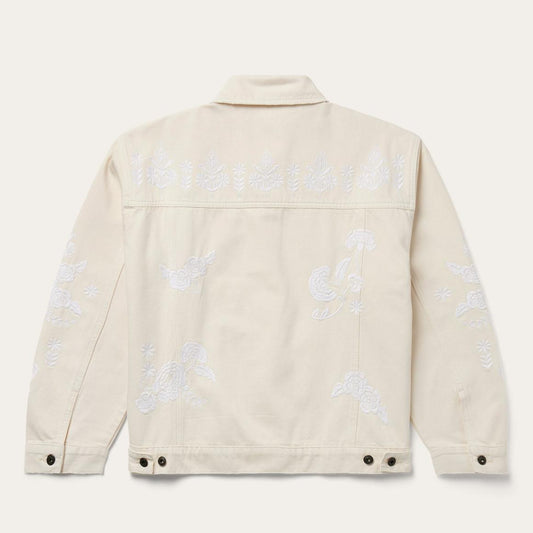 Embroidered Cream Denim Jacket White | Women Stetson Jackets