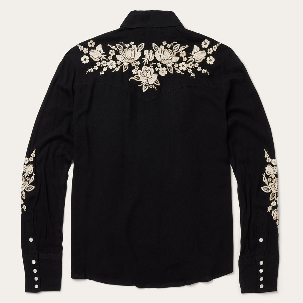 Embroidered Crepe Western Shirt Black | Women Stetson Western Shirts