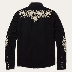 Embroidered Crepe Western Shirt Black | Women Stetson Western Shirts