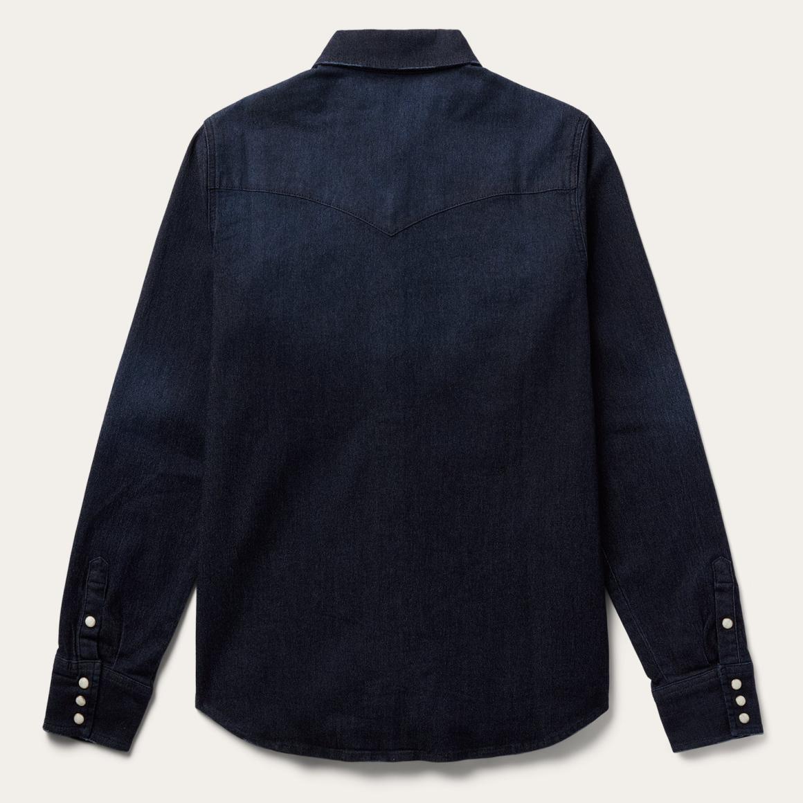 Embroidered Dark Denim Snap Front Shirt Blue | Women Stetson Denim Shirts