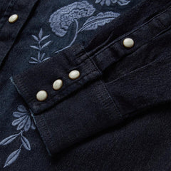 Embroidered Dark Denim Snap Front Shirt Blue | Women Stetson Denim Shirts
