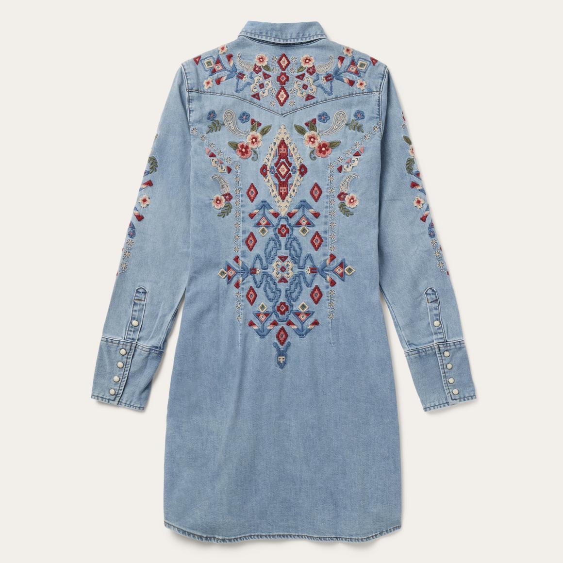 Embroidered Denim Shirt Dress Blue | Women Stetson Mini