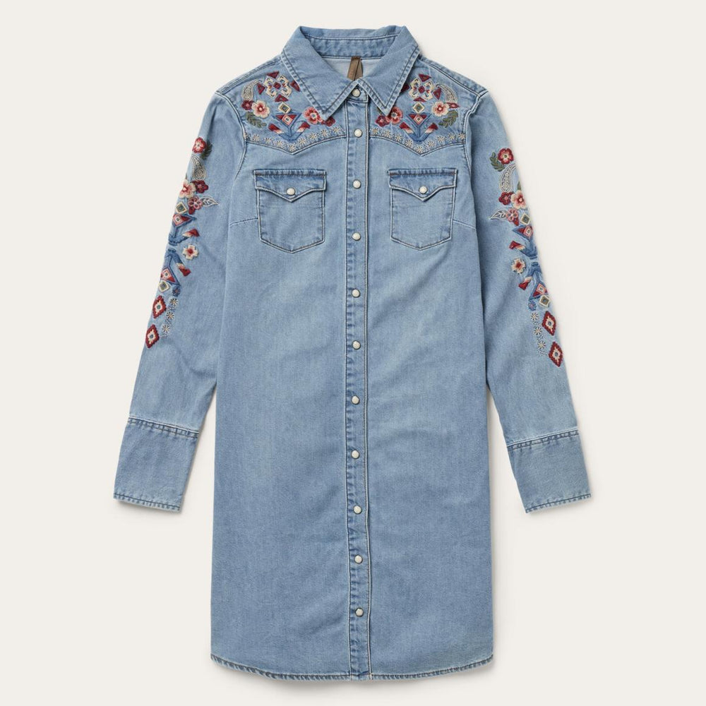 Embroidered Denim Shirt Dress Blue | Women Stetson Mini