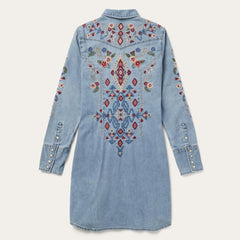 Embroidered Denim Shirt Dress Blue | Women Stetson Mini