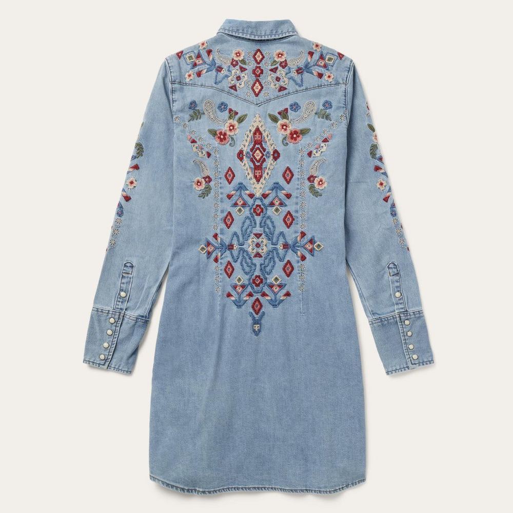 Embroidered Denim Shirt Dress Blue | Women Stetson Shirt Dresses