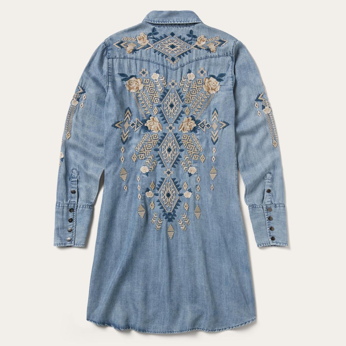 Embroidered Denim Twill Shirt Dress Blue | Women Stetson Mini