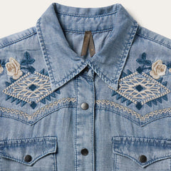 Embroidered Denim Twill Shirt Dress Blue | Women Stetson Mini