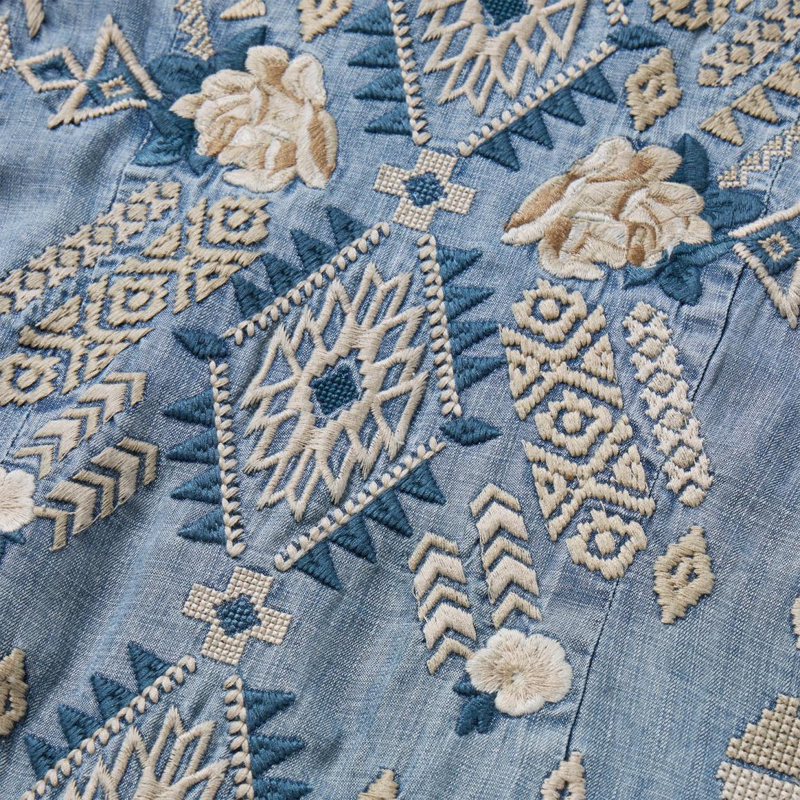 Embroidered Denim Twill Shirt Dress Blue | Women Stetson Shirt Dresses