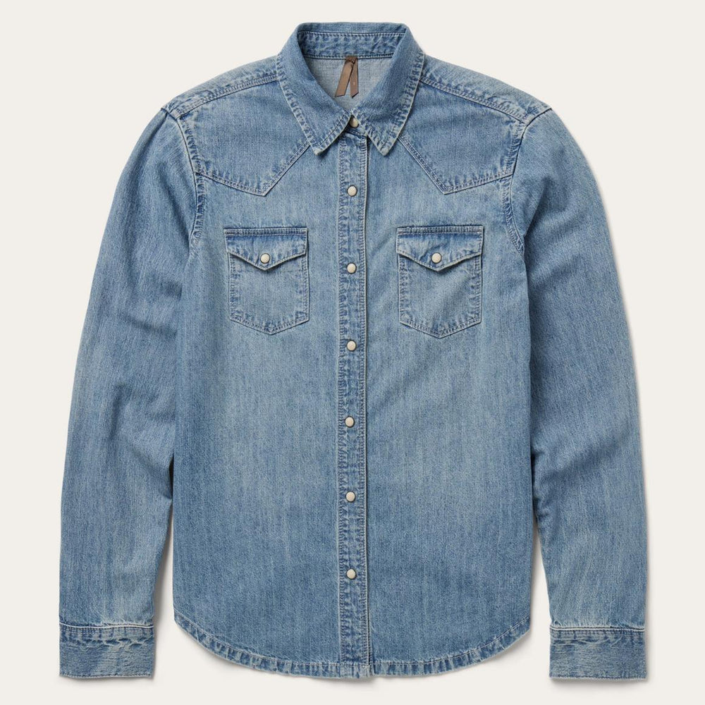 Embroidered Light Denim Shirt Blue | Women Stetson Denim Shirts