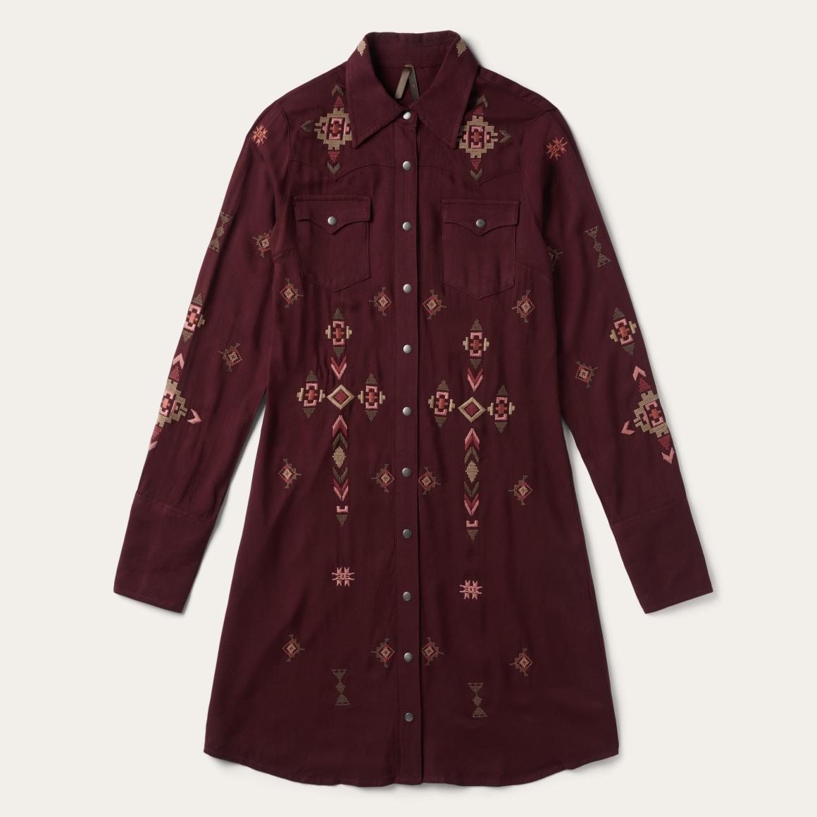 Embroidered Shirt Dress Wine | Women Stetson Mini