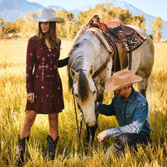 Embroidered Shirt Dress Wine | Women Stetson Mini