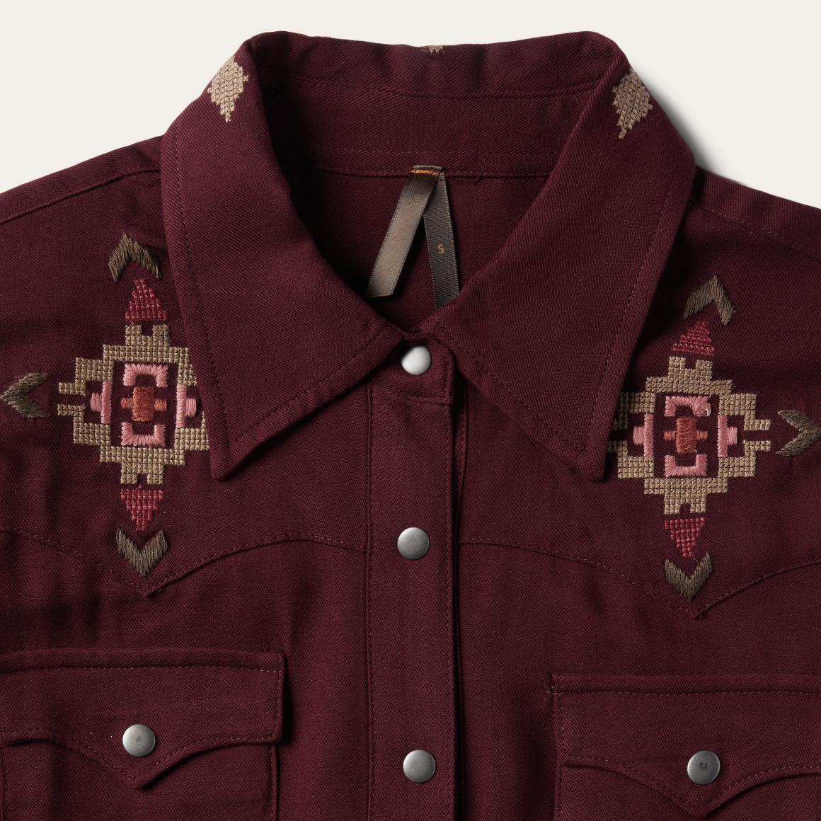 Embroidered Shirt Dress Wine | Women Stetson Mini