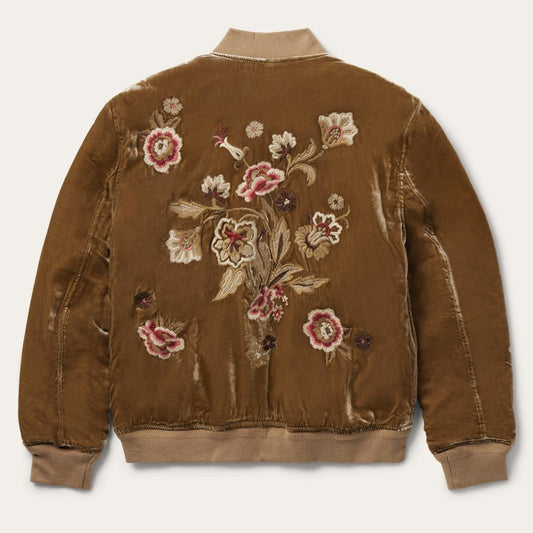 Embroidered Velvet Bomber Jacket Copper | Women Stetson Jackets