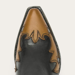 Faye Cowgirl &amp; Horse Underlay Leather Boot Black | Women Stetson Western