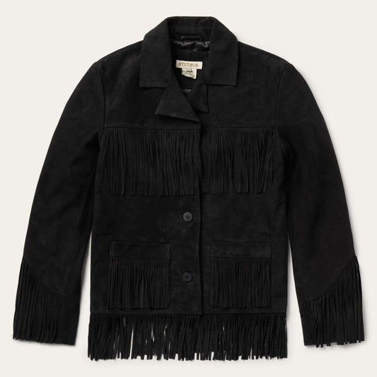 Fringe Suede Jacket Black | Women Stetson Fringe Jackets