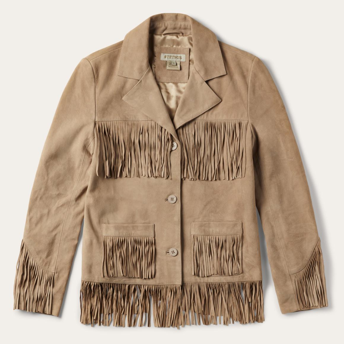 Fringe Suede Jacket Light Tan | Women Stetson Fringe Jackets