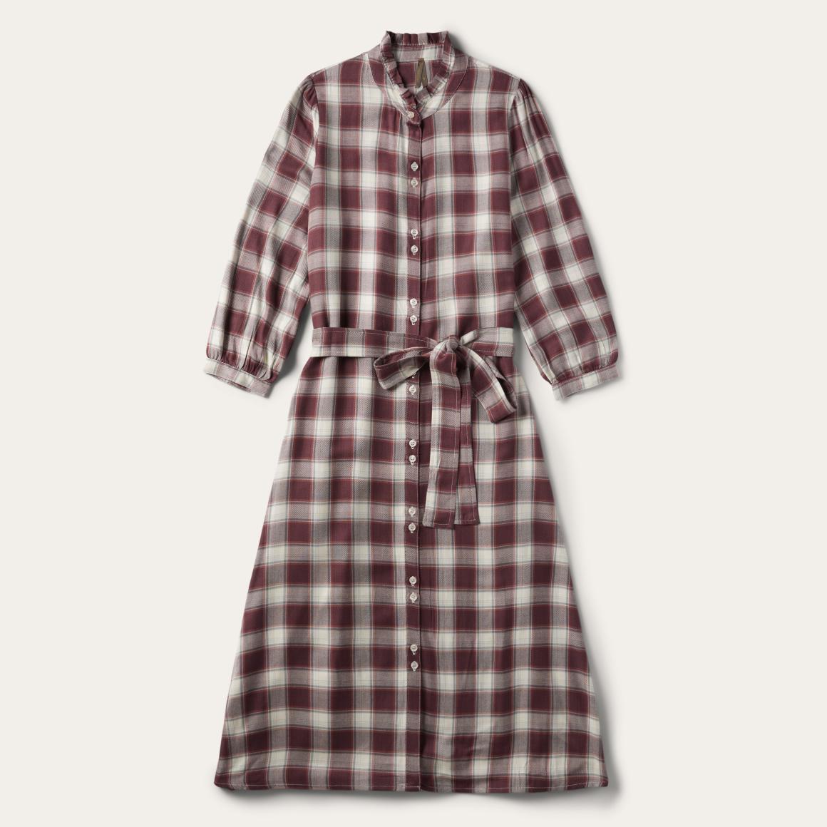 Gaucho Plaid Prairie Shirt Dress Wine | Women Stetson Midi