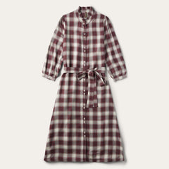 Gaucho Plaid Prairie Shirt Dress Wine | Women Stetson Midi