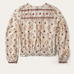 Gaucho Print Herringbone Blouse White | Women Stetson Blouses