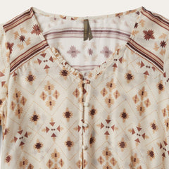 Gaucho Print Herringbone Blouse White | Women Stetson Blouses