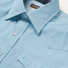 Geo Western Shirt Blue | Men Stetson Classic Cut