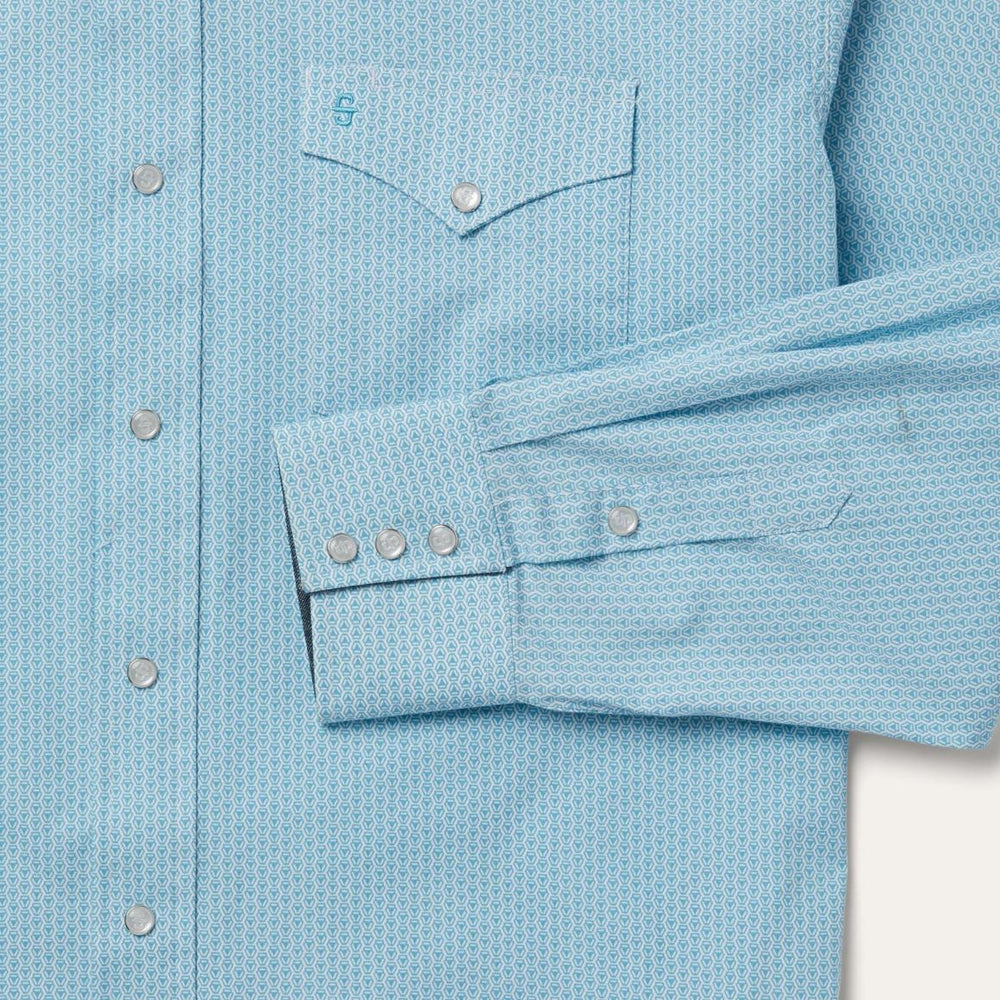 Geo Western Shirt Blue | Men Stetson Classic Cut